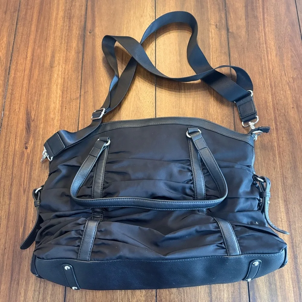 Pottery Barn Kids Sydnee Ruched Polyester Black Diaper Tote Bag‎